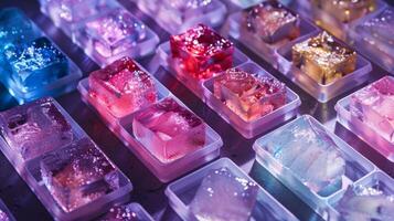 A variety of ice cube trays allowing for different sizes and shapes of ice to cater to specific drinks photo