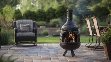 Built for both style and functionality the chiminea not only looks good but also provides a convenient place to gather and warm up by the fire. 2d flat cartoon photo