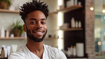 An instructor addressing common myths and misconceptions about male skincare such as the belief that men dont need to moisturize or that skincare is only for women photo