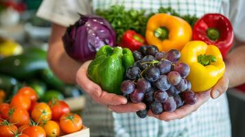 A health professional leads a workshop on healthy eating habits and balanced nutrition for families photo