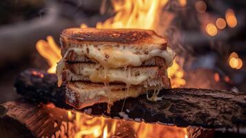 Forget basic campfire fare these gourmet grilled cheese sandwiches elevate outdoor cooking to a whole new level. Made with premium cheese and artisan bread each bite is burstin photo