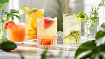 A selection of unique and refreshing nonalcoholic beverages designed to inspire a sense of wellness and balance photo