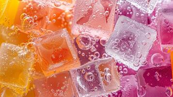 A refreshing assortment of fruity ice cubes making mocktails even more visually appealing as they slowly melt photo