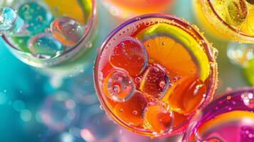 A colorful menu boasting unique and creative mocktails and nonalcoholic beverages photo