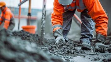 Quality control is essential as technicians perform rigorous tests on freshly mixed concrete photo