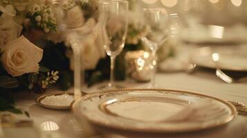 Delicate handpainted placeholders and menus adding an elegant and personal touch to the dinner setup photo