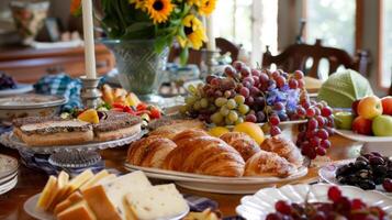 Indulge in a gourmet breakfast spread with freshly baked pastries local produce and artisanal cheeses at the bed and breakfasts dining room photo