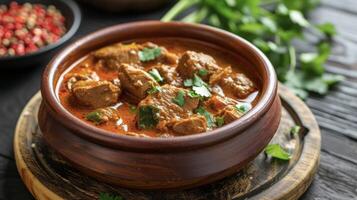 A fiery bowl of aromatic curry packed with tender pieces of meat and a symphony of es will leave your mouth tingling and your heart warmed photo