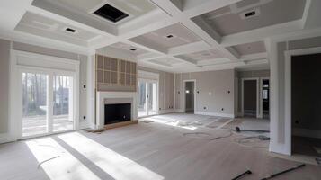 From start to finish the drywall professionals exee each step with precision creating a stunning backdrop for a newly renovated living room with smooth walls and crisp corners photo