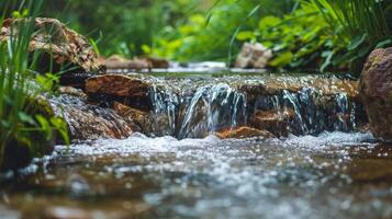 The gentle sound of a stream or waterfall in the background providing a calming ambiance and hints at the rejuvenation to come. photo