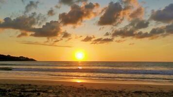 Colorful golden sunset big wave tropical beach Puerto Escondido Mexico. video