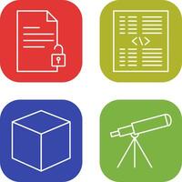 unlock document and piece of code Icon vector