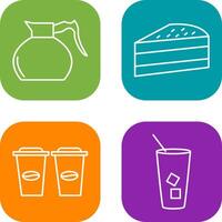 cake slice and coffee pot Icon vector