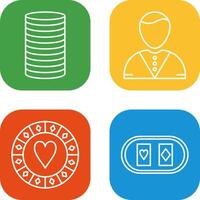 casino dealer and stack of coins Icon vector