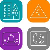 burning building and electricity danger Icon vector