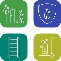 running from fire and fire shield Icon vector