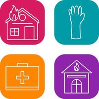 house on fire and gloves Icon vector