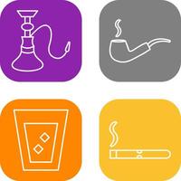 hookah and lit smoking pipe Icon vector