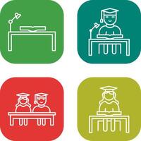 study desk and studying on desk Icon vector