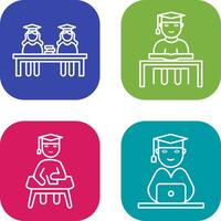 Combined Study and Studying on Desk Icon vector