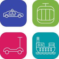 Police Car and Cable Car Icon vector