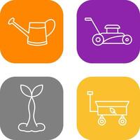 Watering tool and Lawn Mower Icon vector