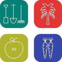 jardinería herramientas y palma árbol icono vector