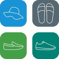 sombrero y zapatillas icono vector