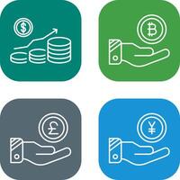 Money Growth and Bitcoin Icon vector