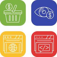 compras cesta y ojo icono vector