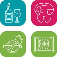 vino y caries icono vector