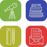 Telescope and BooksSnack and Money Icon vector