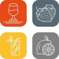 Wine and Strawberry Icon vector