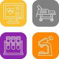 Cardiogram and Hospital Bed Icon vector