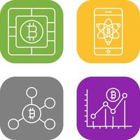 bitcoin chip y móvil icono vector