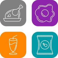 Chicken leg and Fried egg Icon vector