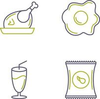 Chicken leg and Fried egg Icon vector