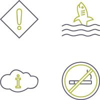 caution sign and dangerous shark Icon vector