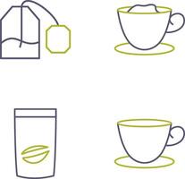 tea bag and creamy coffee Icon vector