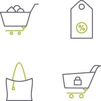 compras carro y descuento etiqueta icono vector