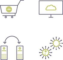 global compras y nube sistema icono vector