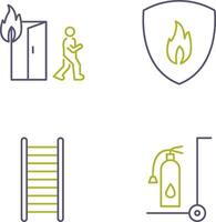 running from fire and fire shield Icon vector
