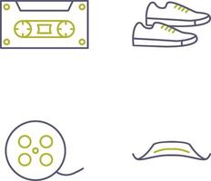 casette y zapatillas icono vector