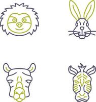 perezoso y Conejo icono vector