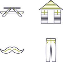 Picnic of Table and Wood Cabin Icon vector