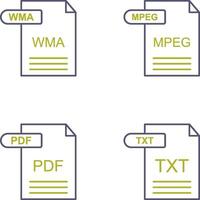 wma y MPEG icono vector