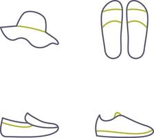 sombrero y zapatillas icono vector