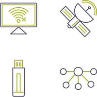 Disconnected Network and Satellite Icon vector