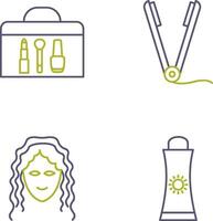 productos cosméticos y plancha de pelo icono vector