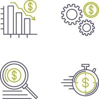 Chart Down and Settings Icon vector